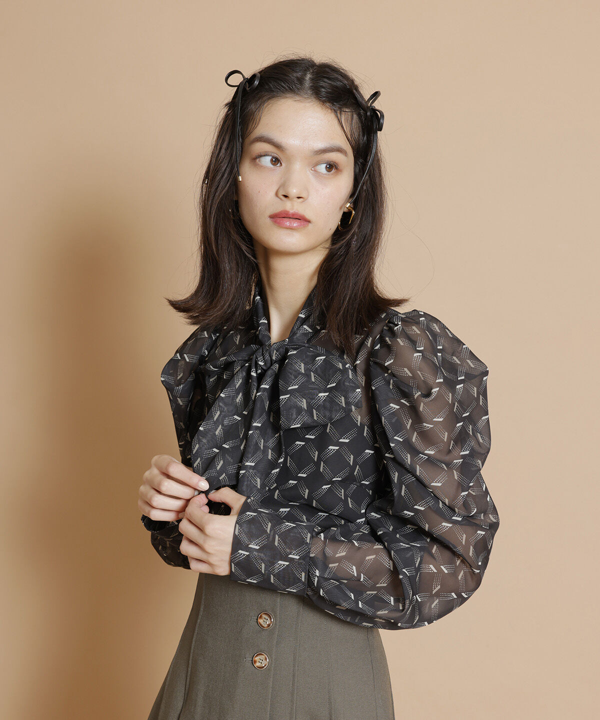 REDYAZEL「オリジナル総柄プリントブラウス」|シャツ・ブラウス|