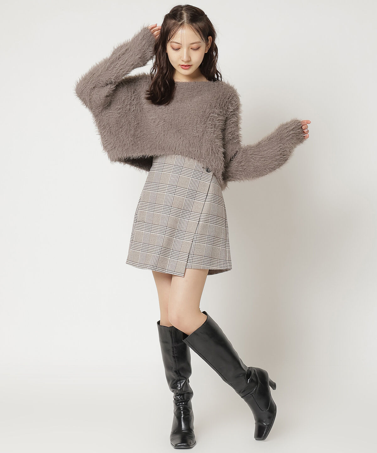 REDYAZEL「ハイウエストラップミニスカパン」|台形|