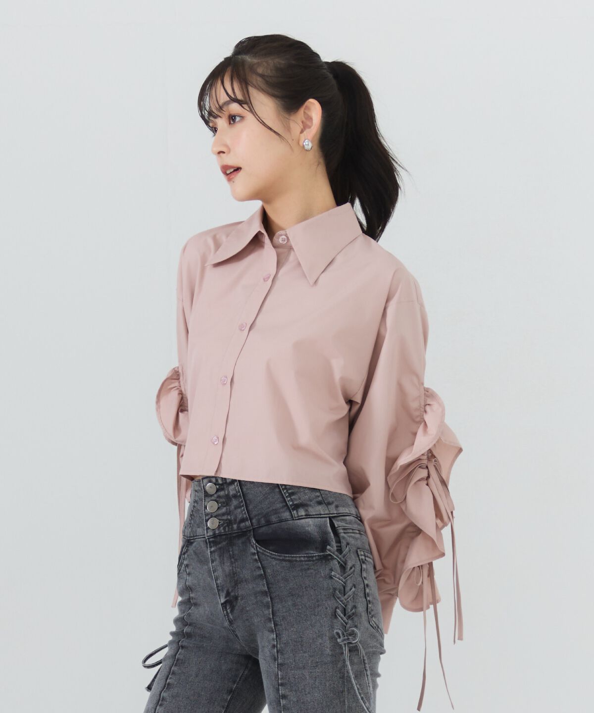 REDYAZEL「カットオフフリルリボンシャツ」|シャツ・ブラウス|
