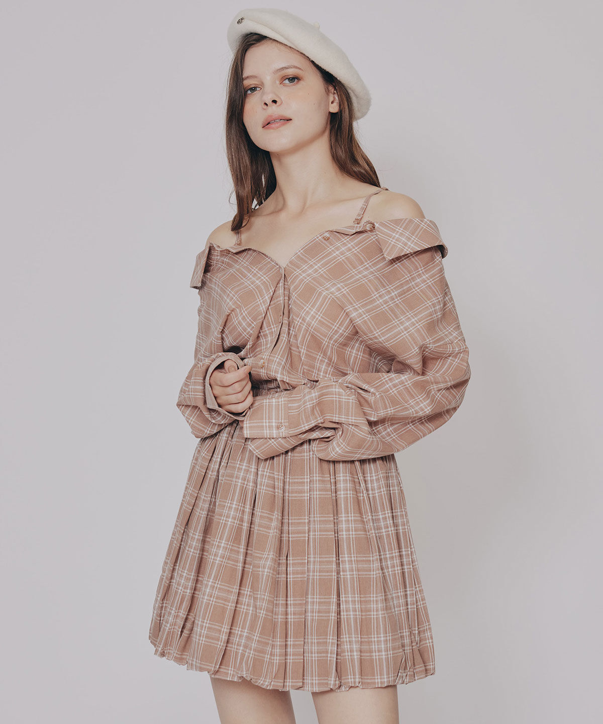 REDYAZEL「マルチWAYチェックブラウス&times;バルーンスカートセットアップ」|ワンピース|