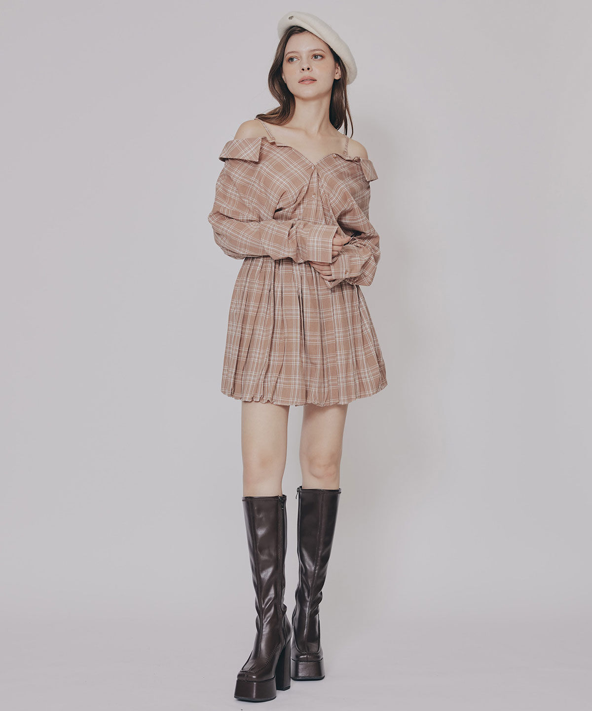 REDYAZEL「マルチWAYチェックブラウス&times;バルーンスカートセットアップ」|ワンピース|