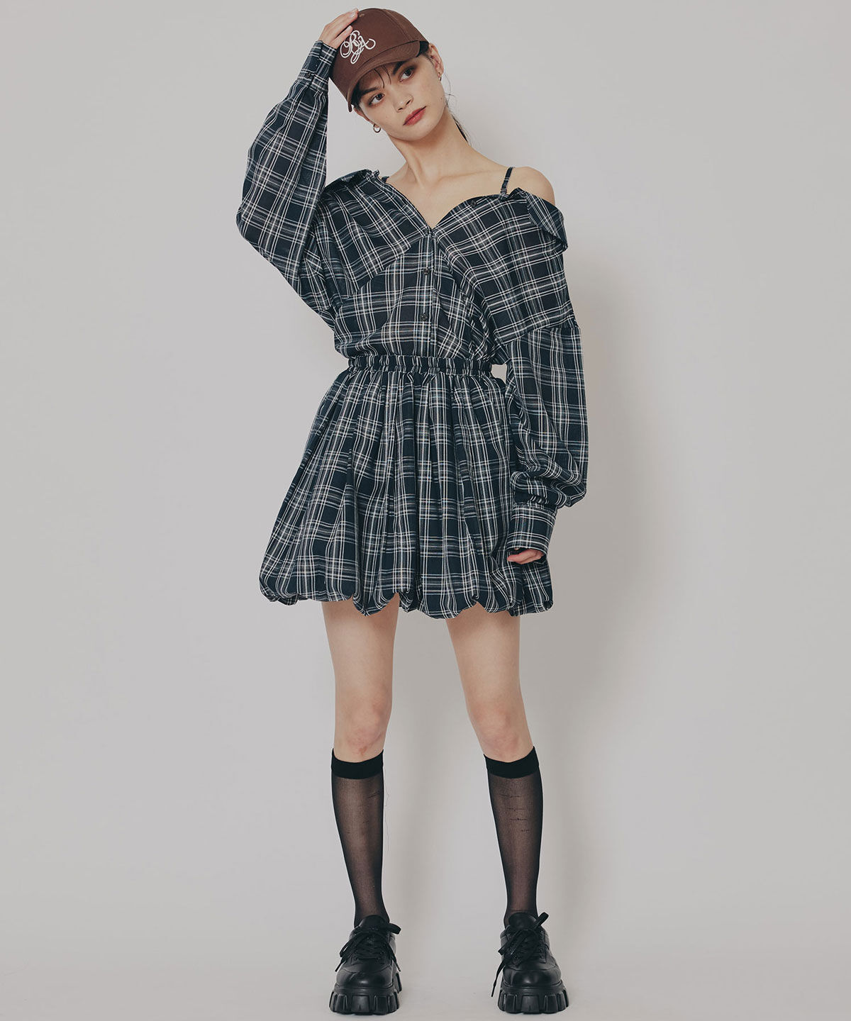 REDYAZEL「マルチWAYチェックブラウス&times;バルーンスカートセットアップ」|ワンピース|