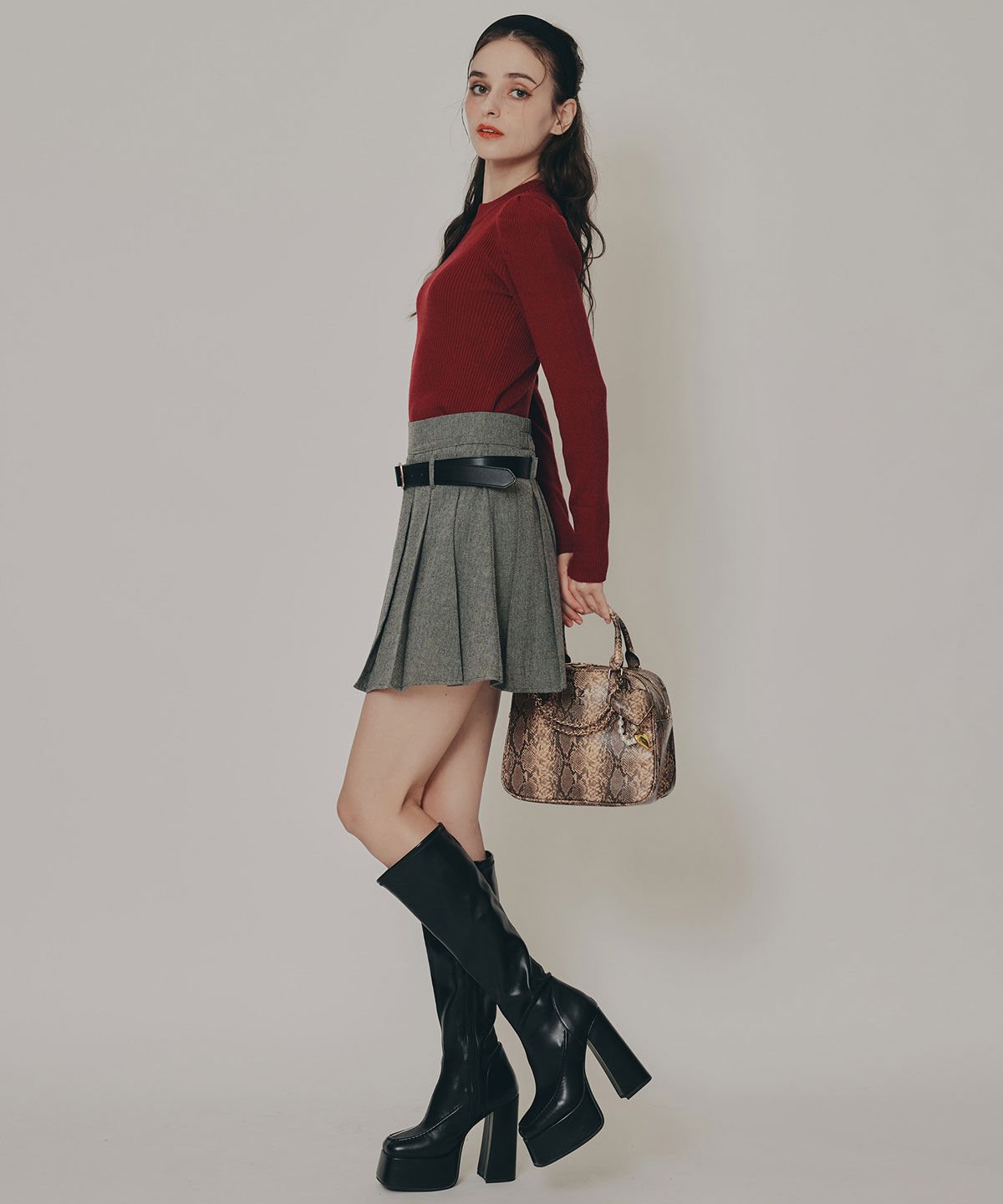 REDYAZEL「パワショルボトルネックニットトップス」|ニット・セーター|