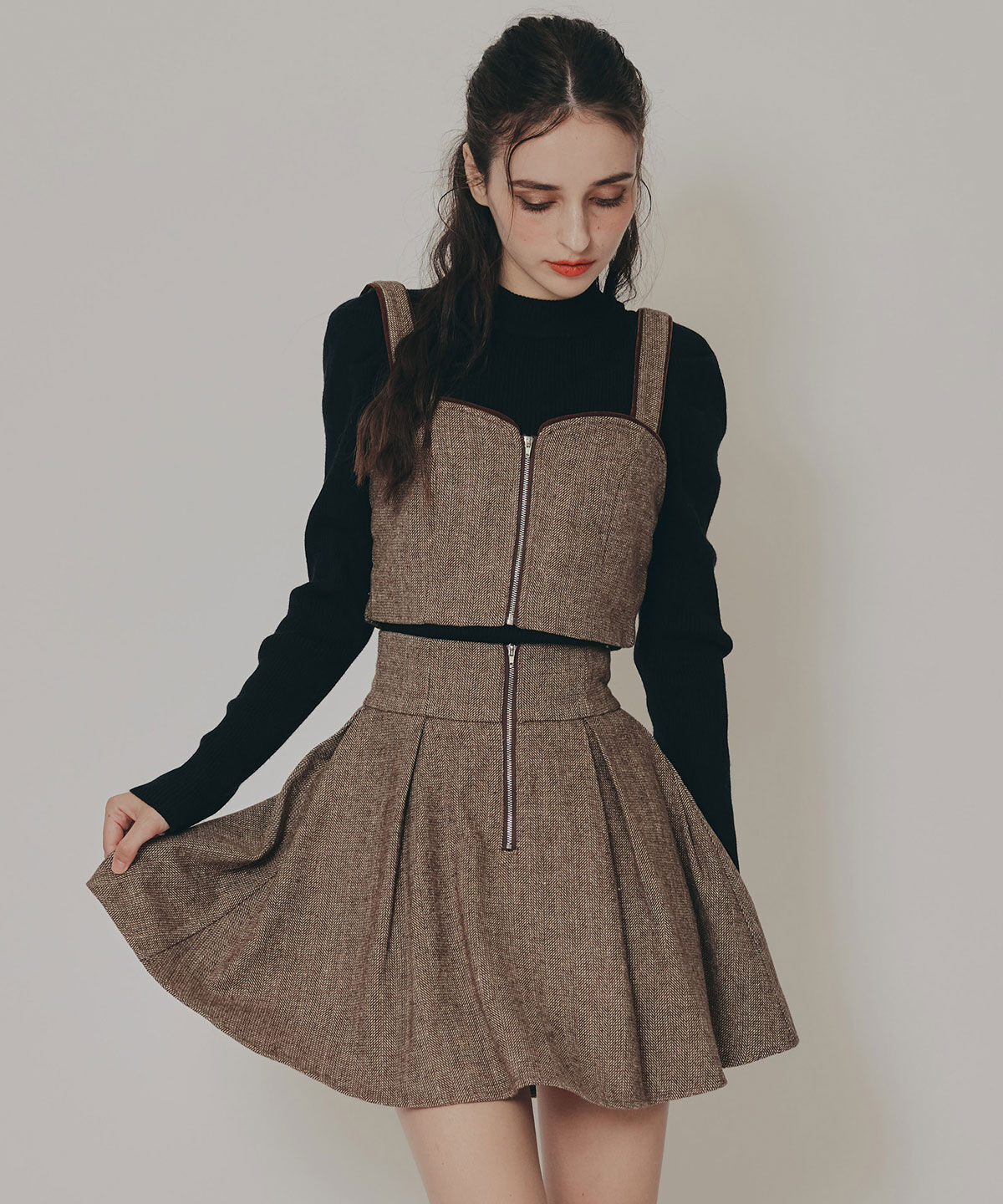 REDYAZEL「パワショルボトルネックニットトップス」|ニット・セーター|