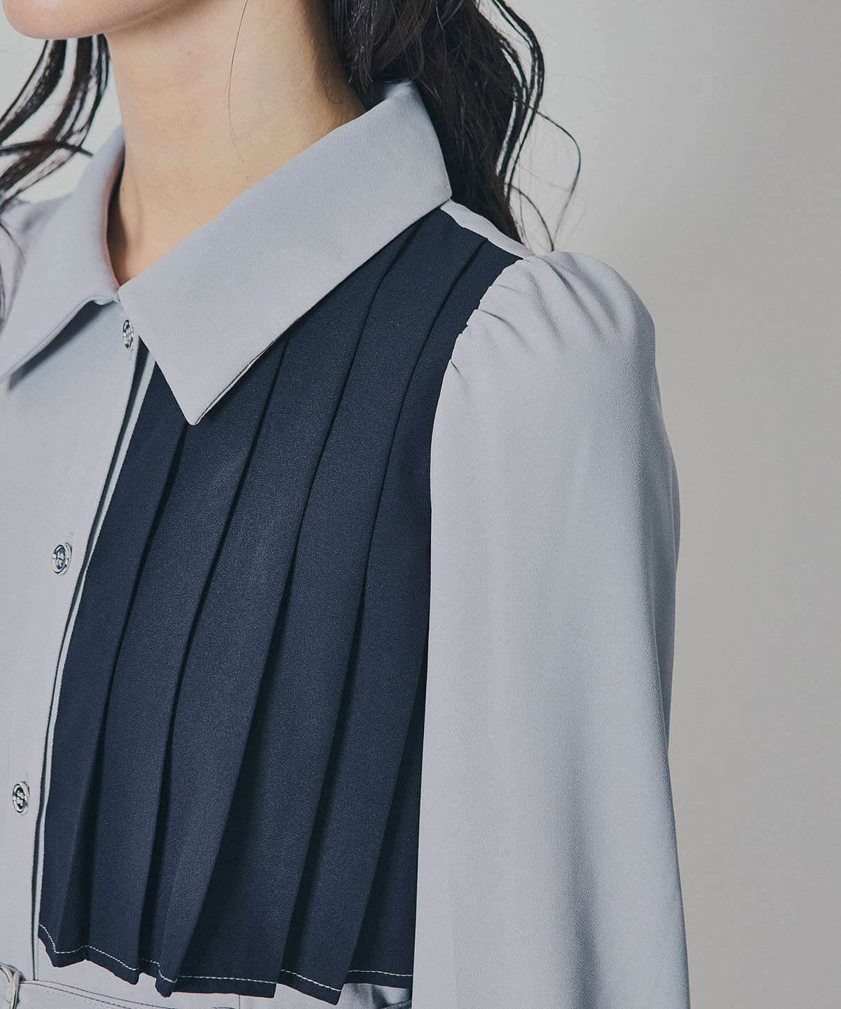 REDYAZEL「カラーブロックパネルアシメプリーツワンピース」|ワンピース|