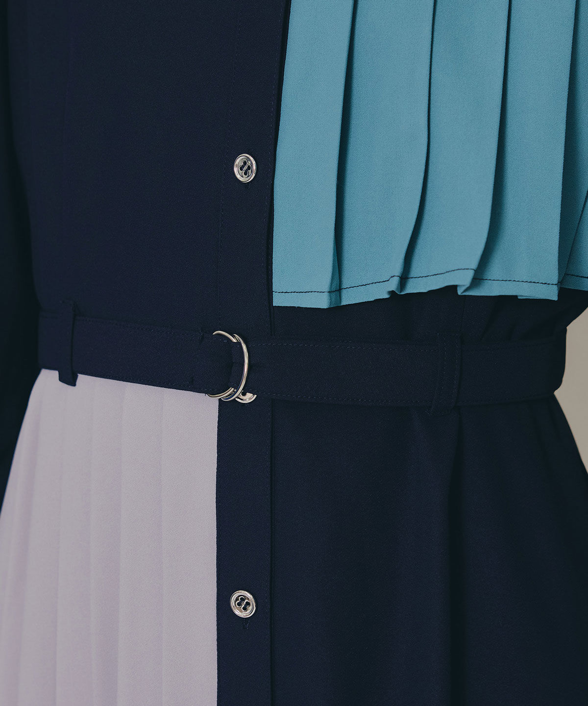 REDYAZEL「カラーブロックパネルアシメプリーツワンピース」|ワンピース|