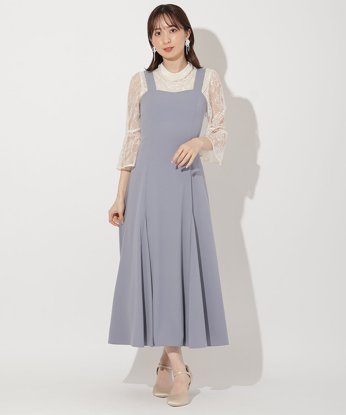 WILLSELECTION「配色レースレイヤードマーメイドワンピース」|ドレス|