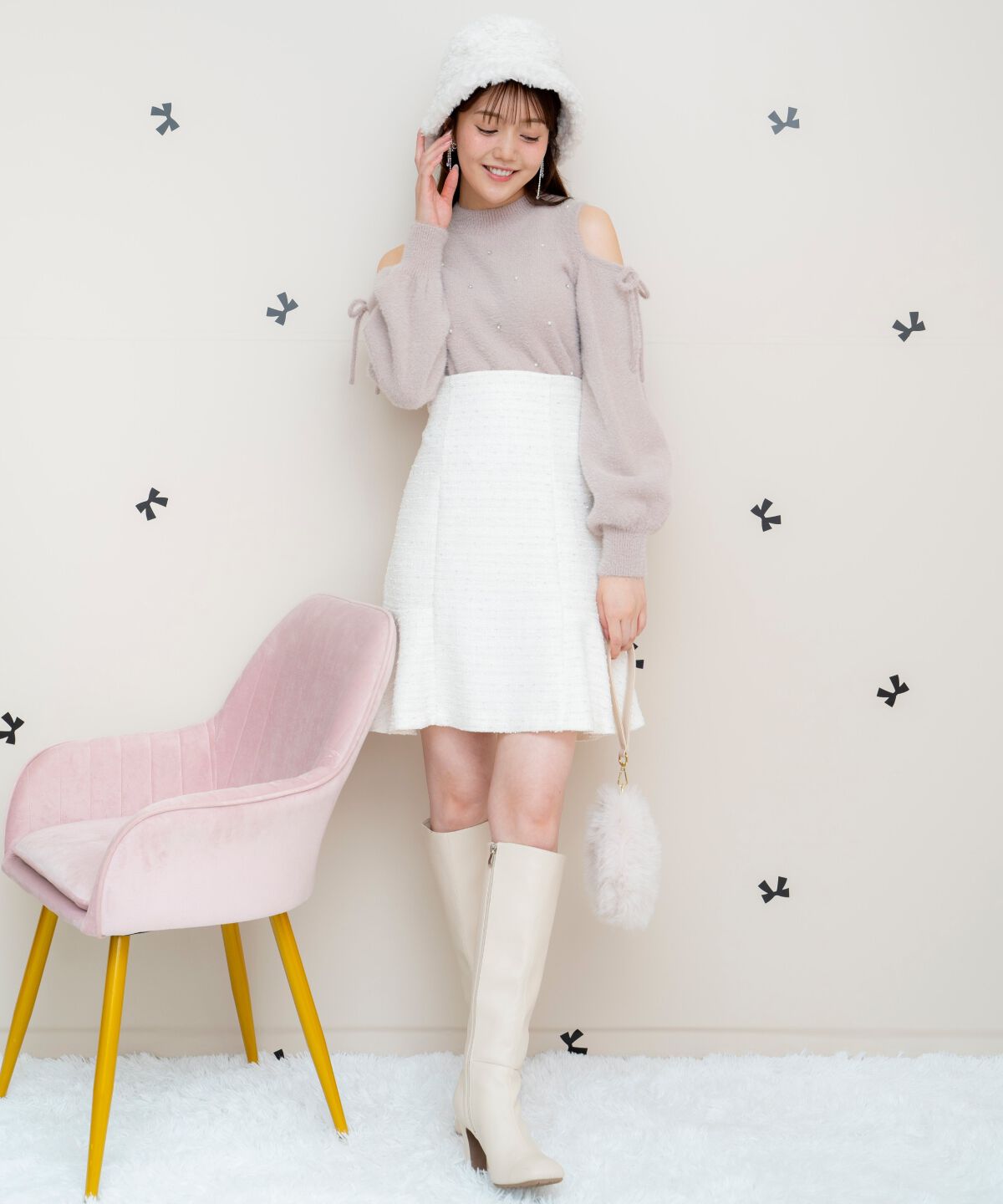 WILLSELECTION「ラメツイードフレアヘムミニスカート」|フレア|