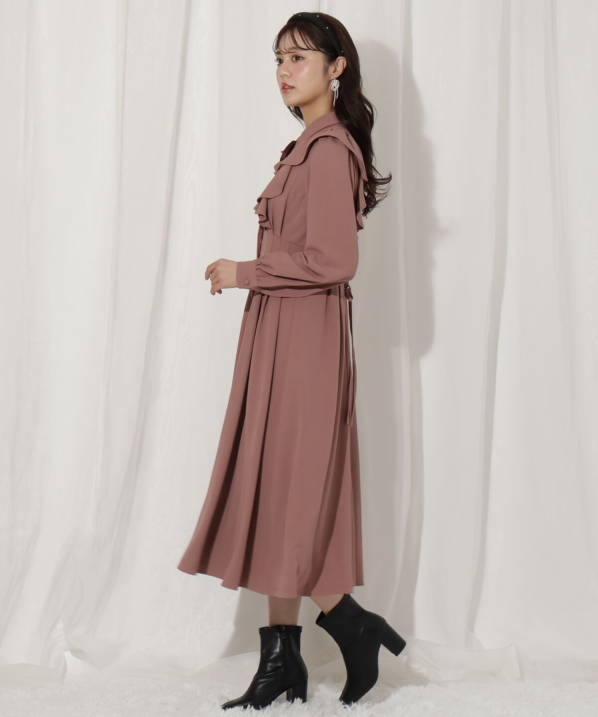 WILLSELECTION「ラッフルフリルタックウエストシャツワンピース」|ワンピース|