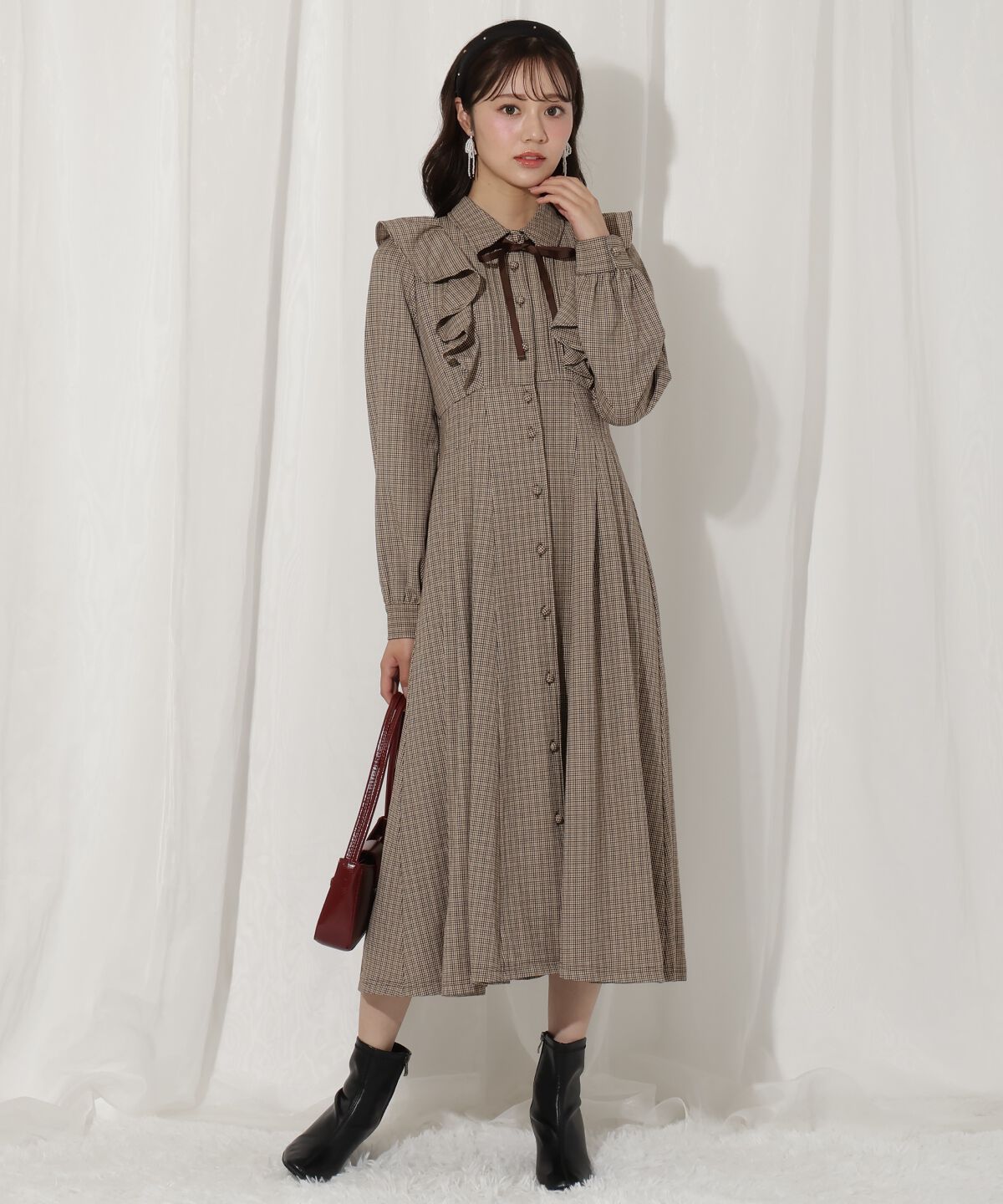 WILLSELECTION「ラッフルフリルタックウエストシャツワンピース」|ワンピース|