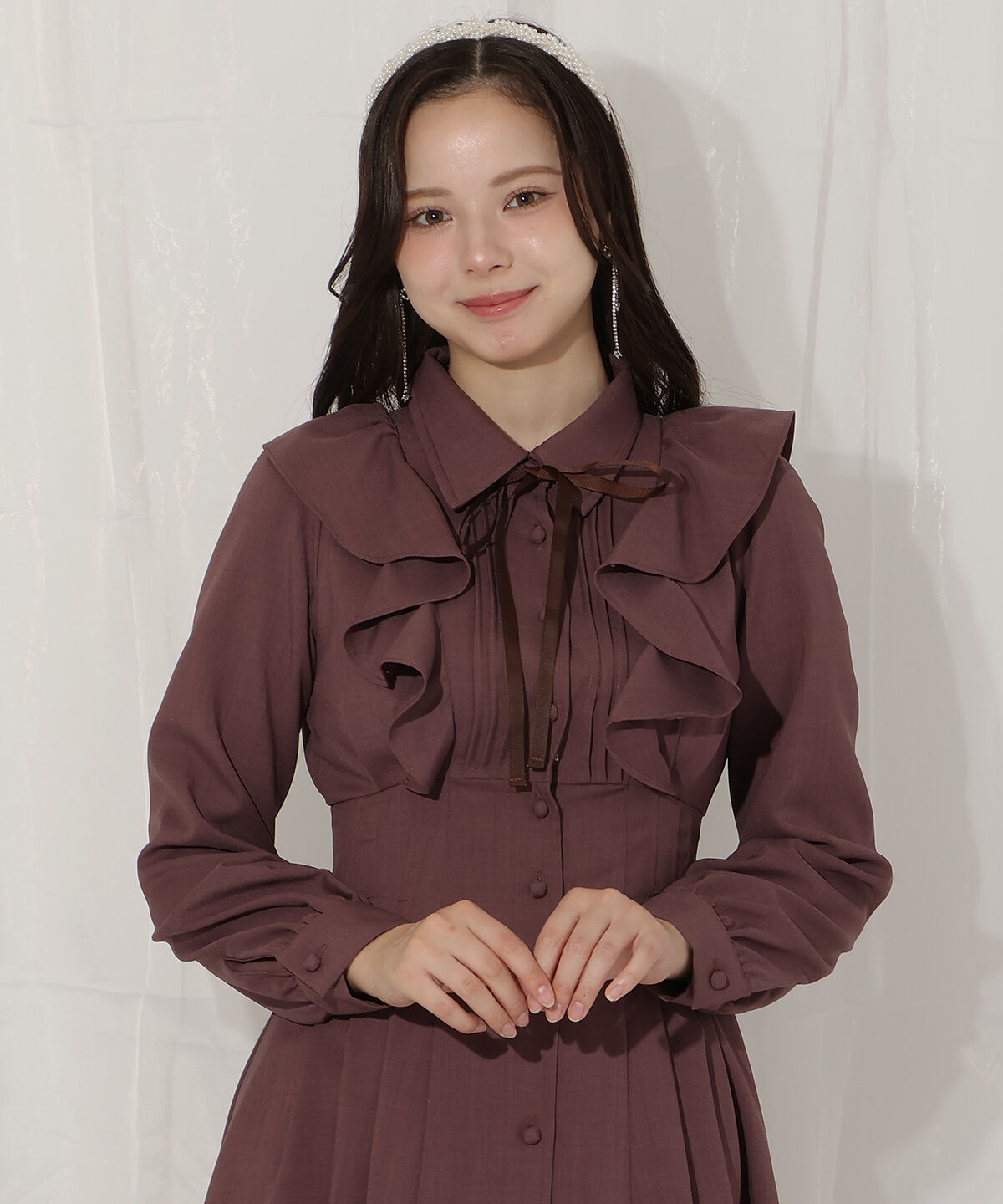 WILLSELECTION「ラッフルフリルタックウエストシャツワンピース」|ワンピース|