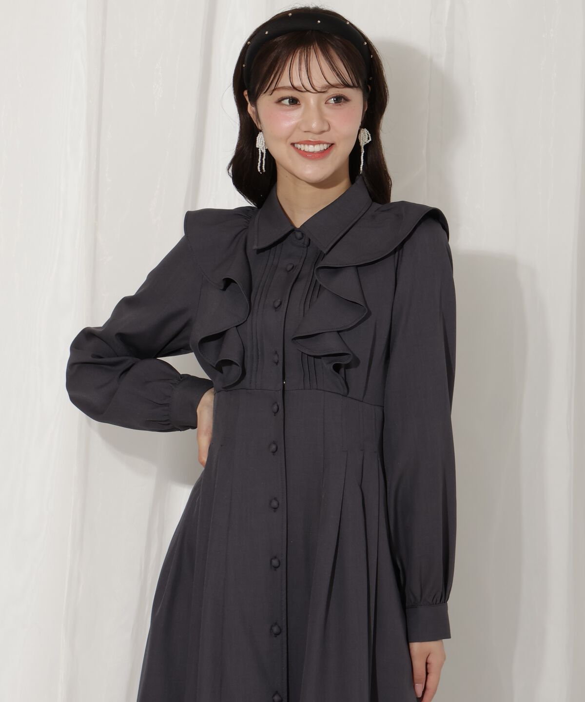 WILLSELECTION「ラッフルフリルタックウエストシャツワンピース」|ワンピース|