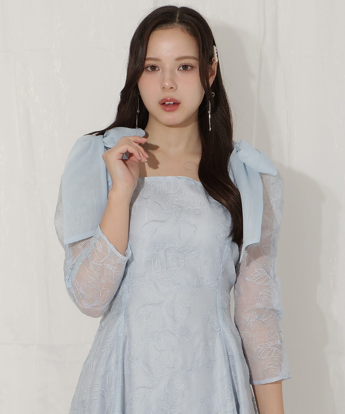 WILLSELECTION「フラワー刺繍肩リボンドレス」|ドレス|