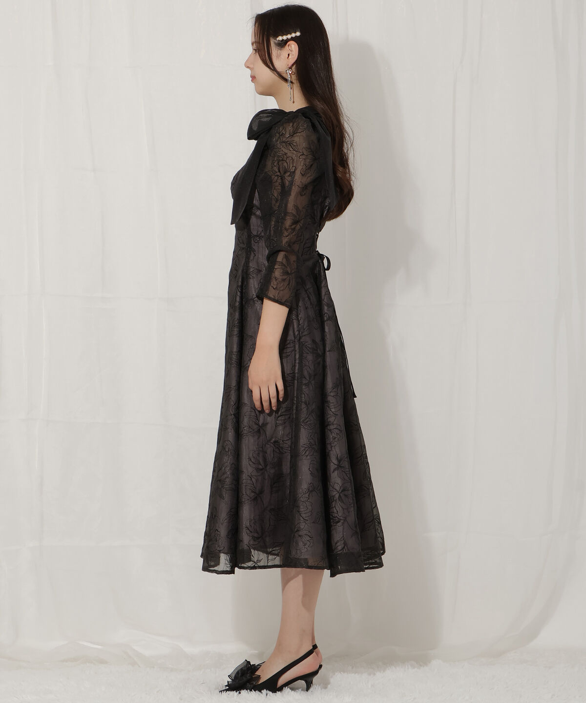 WILLSELECTION「フラワー刺繍肩リボンドレス」|ドレス|