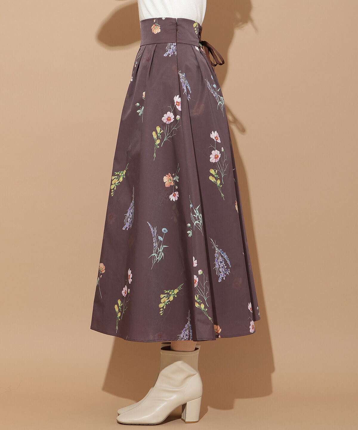 WILLSELECTION「オータムボタニカルフラワータックスカート」|フレア|