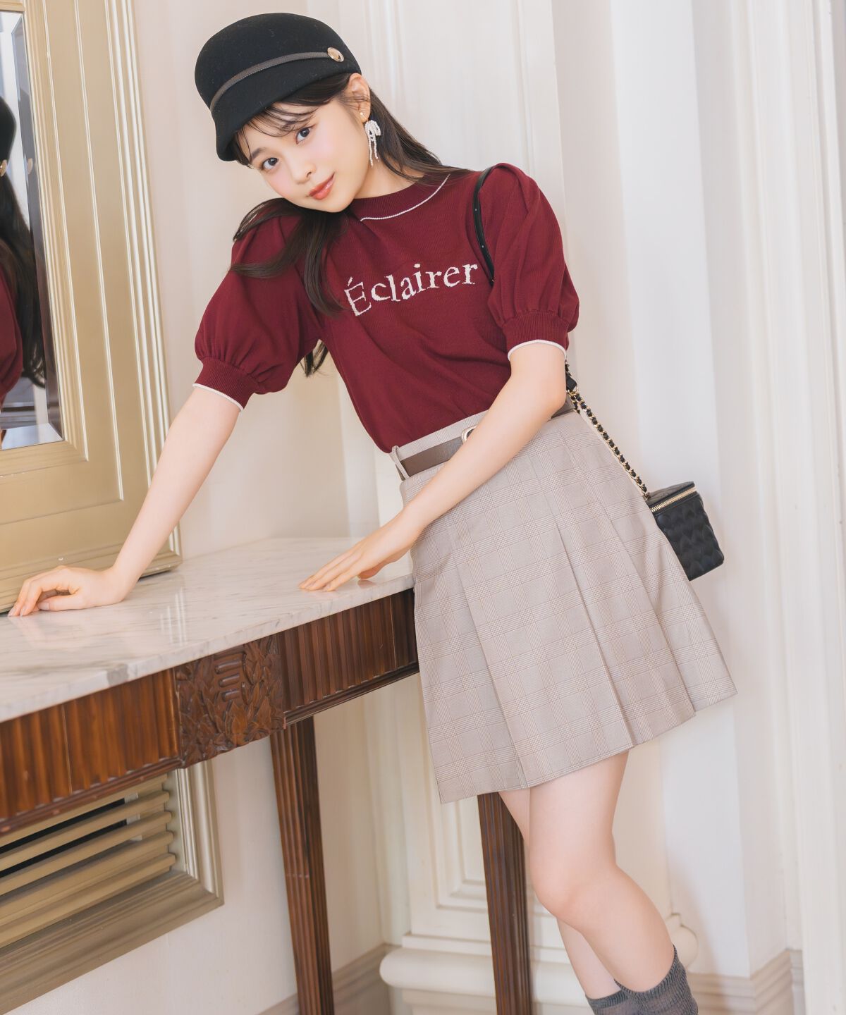 WILLSELECTION「ベルト付きプリーツミニスカート」|スカート|茶系チェック