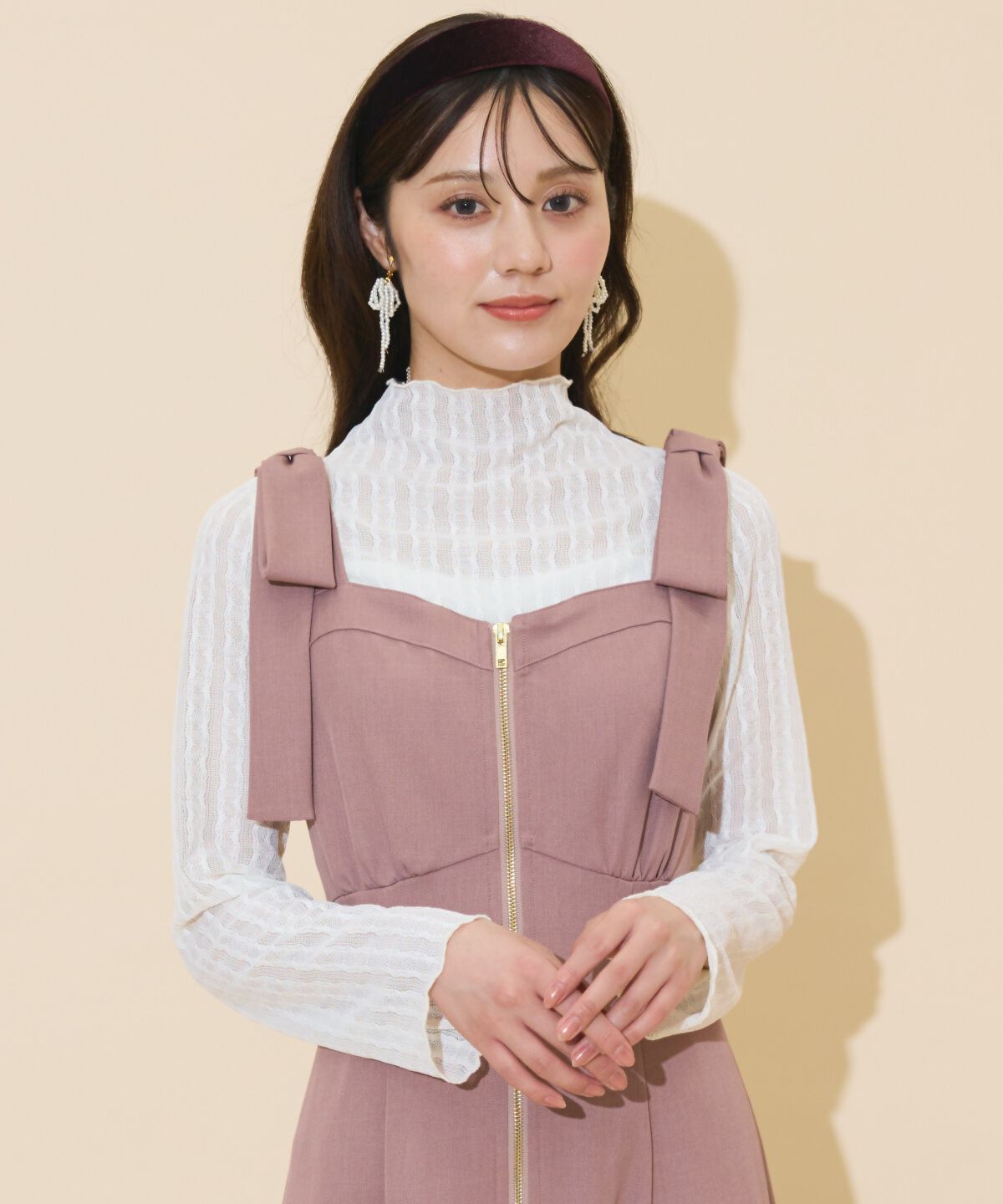 WILLSELECTION「ショルダーリボンフロントZIPワンピース」|ワンピース|