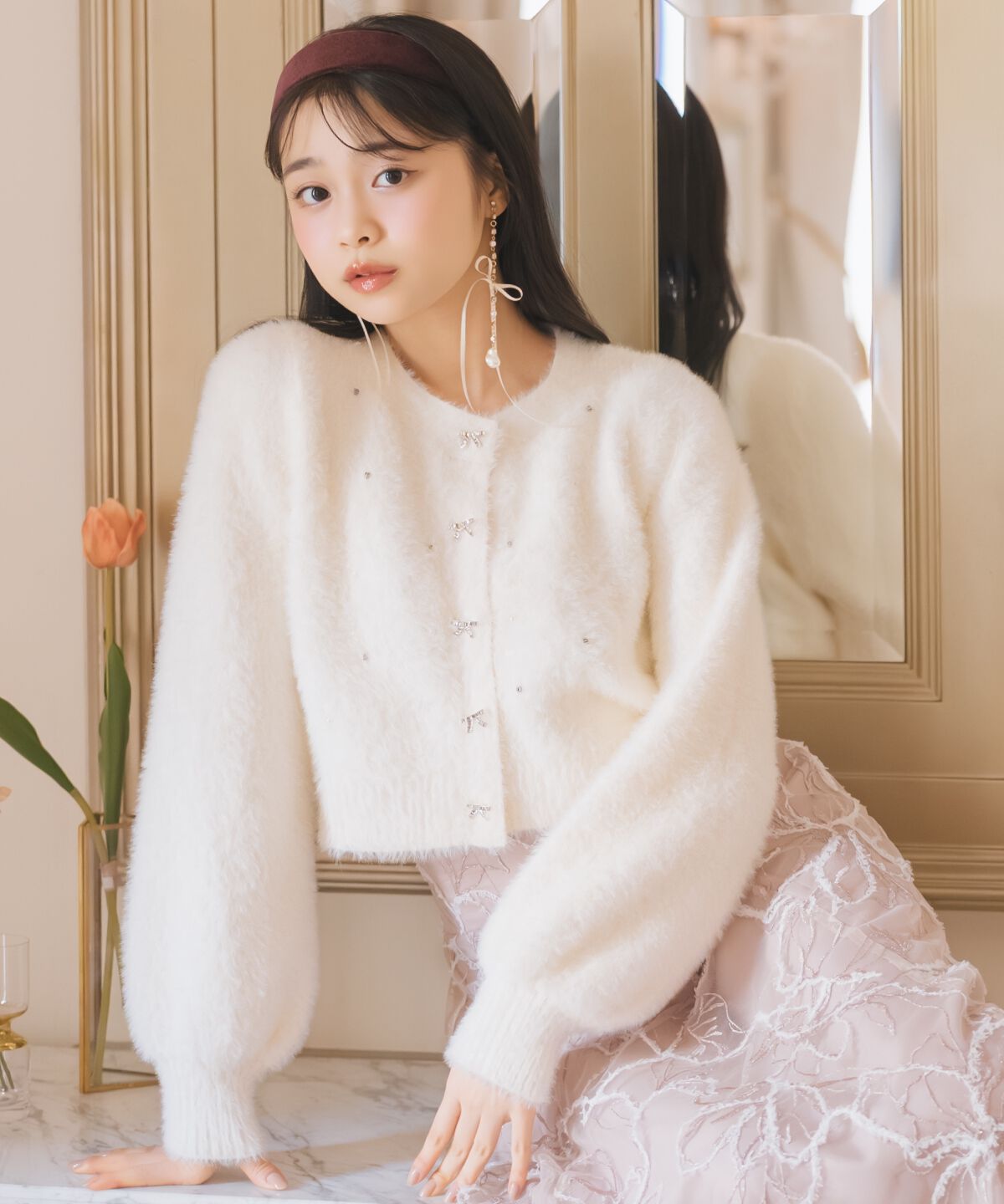 WILLSELECTION「パール＆ビジューフェザーカーディガン」|カーディガン|