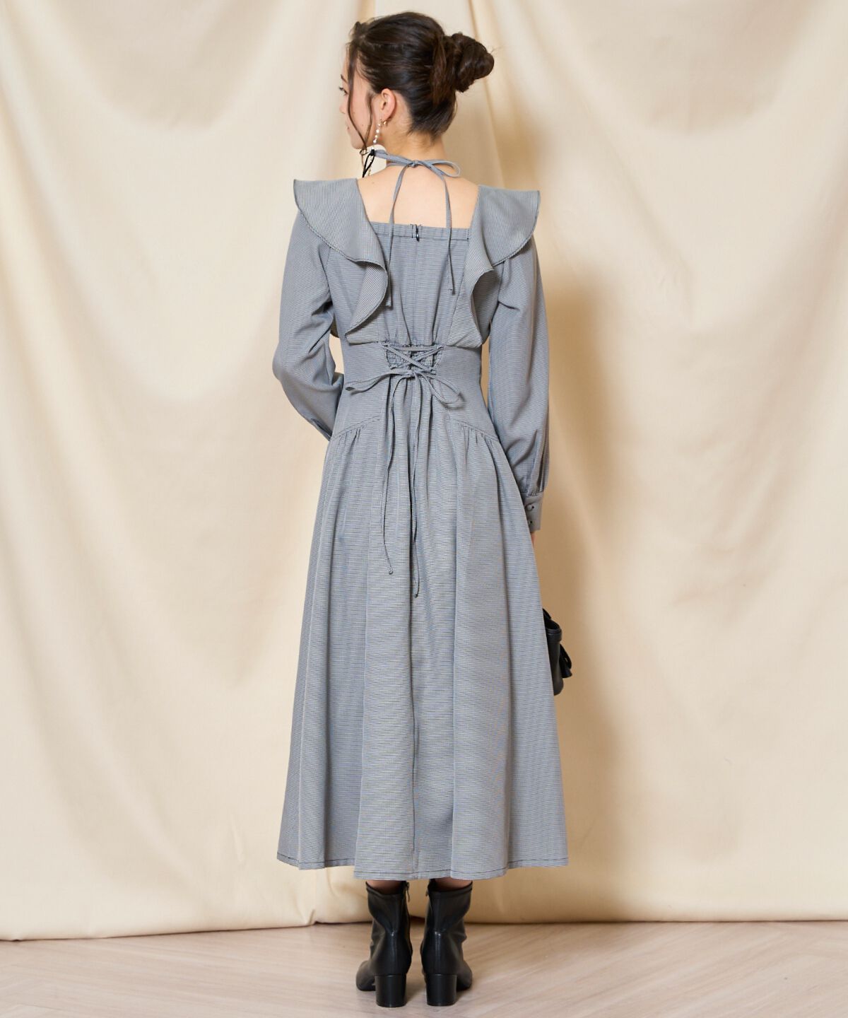 WILLSELECTION「ネックリボンギャザー切り替えワンピース」|ワンピース|