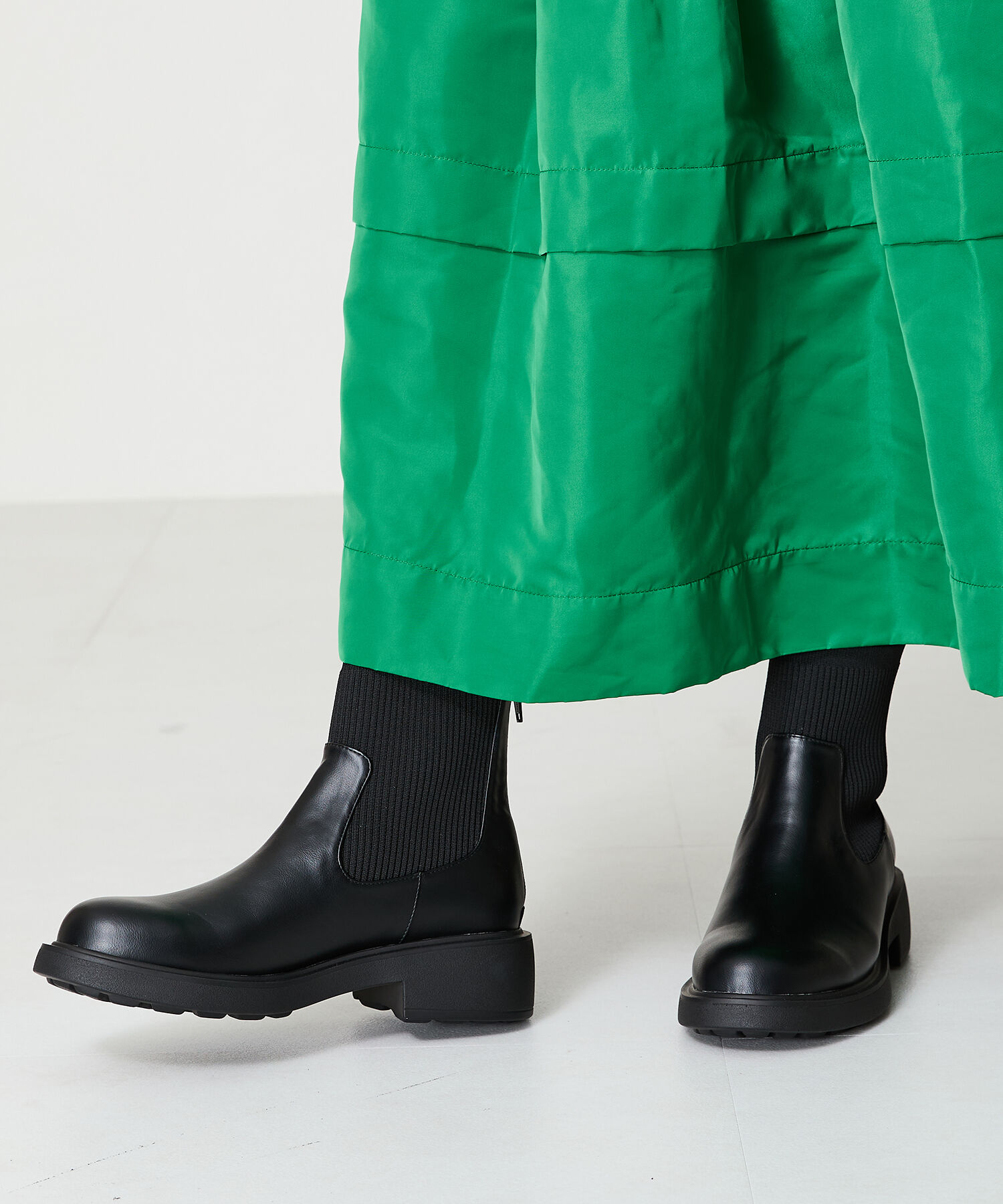 WA Oriental TRaffic「リブ ニット バックジップ ブーツ /42407 ショートブーツ 厚手クッション」|ショートブーツ|