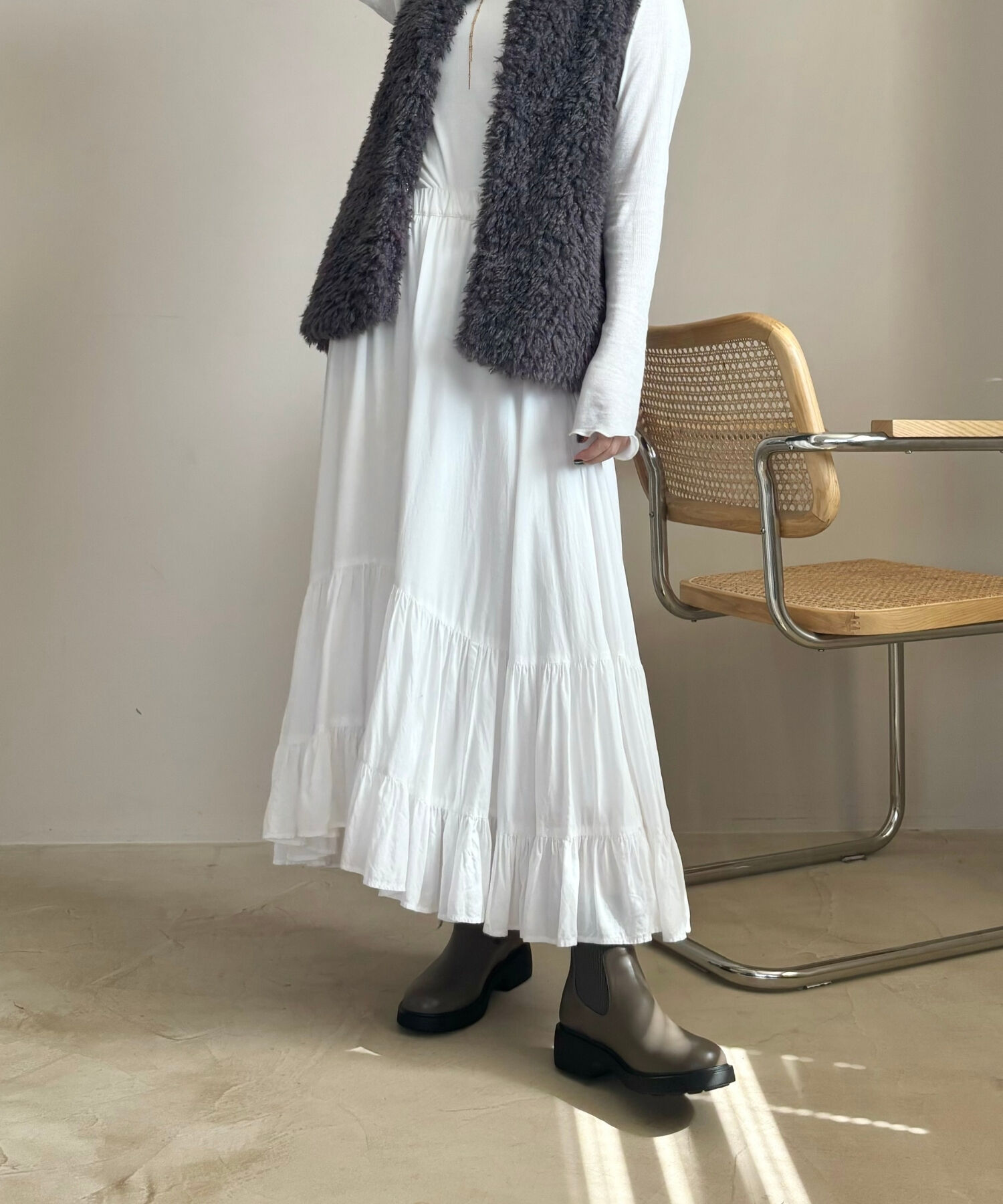 WA Oriental TRaffic「リブ ニット バックジップ ブーツ /42407 ショートブーツ 厚手クッション」|ショートブーツ|