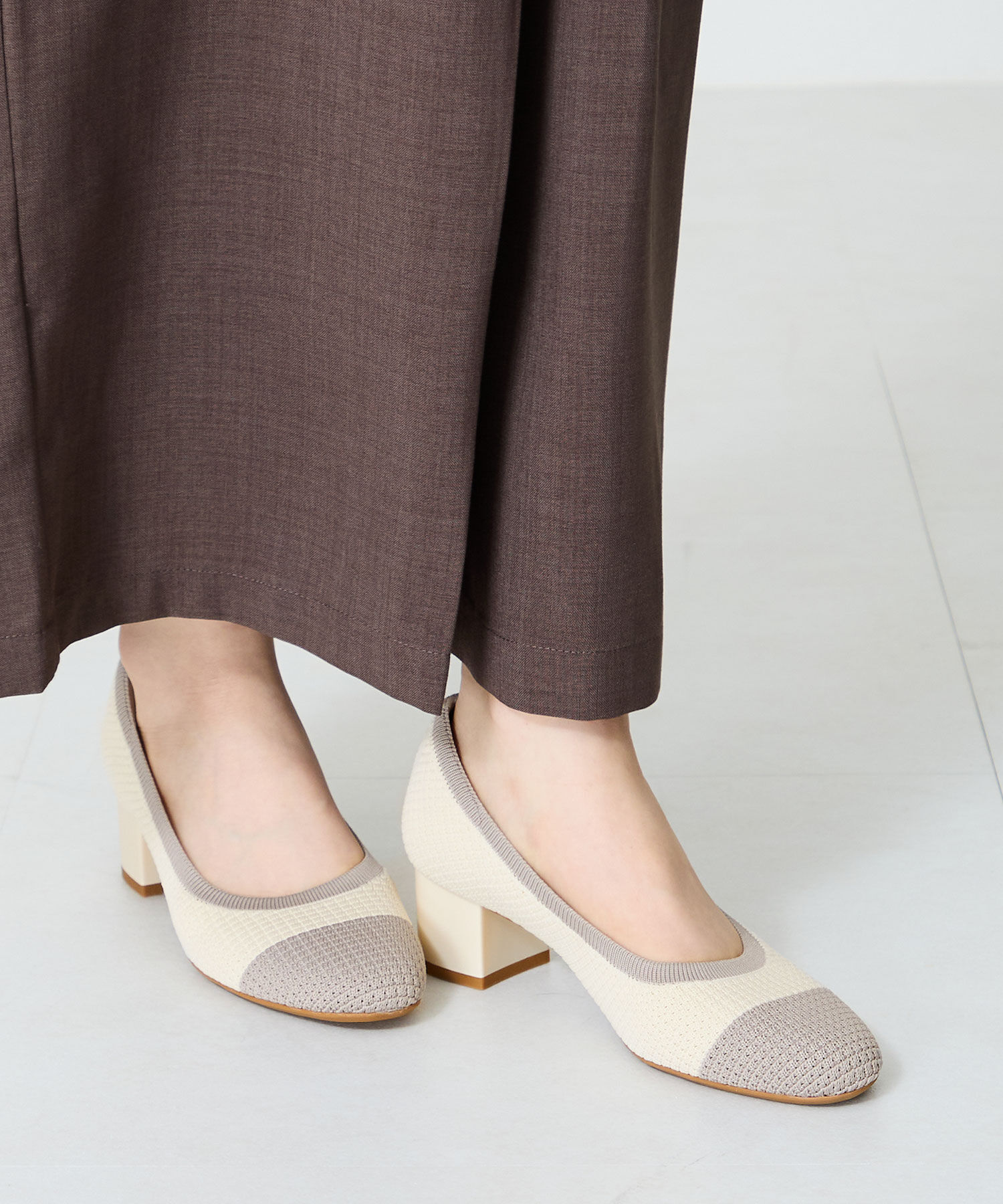 ORiental TRaffic「【跳べるパンプス/シリーズ累計１５０万足突破】ラウンドトゥ ニット ヒール/R-3219 パンプス」|パンプス|