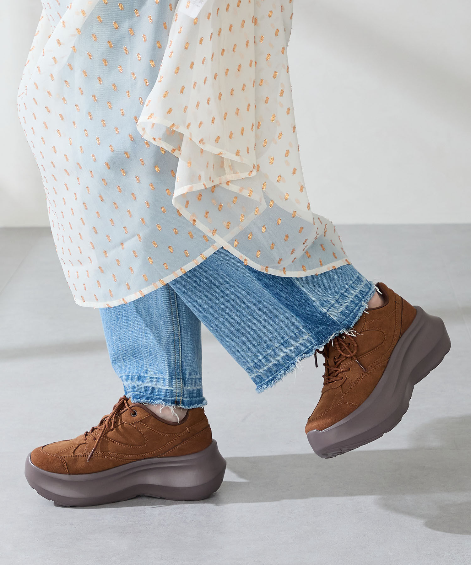 ORiental TRaffic「●2025秋冬新作●スエードボリュームソールスニーカー/OT3774」|スニーカー|BROWN