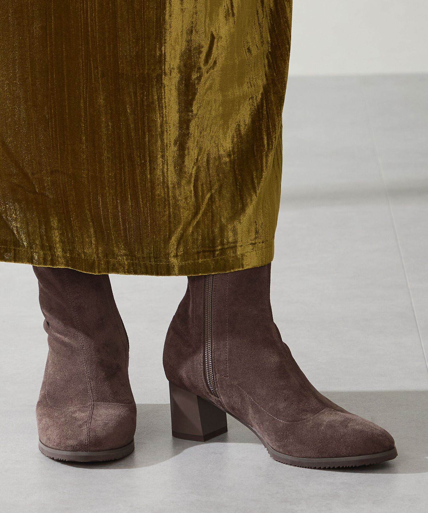 WA Oriental TRaffic「●2025秋冬新作●チャンキーヒール ストレッチブーツ /52406 スエードブーツ」|ショートブーツ|