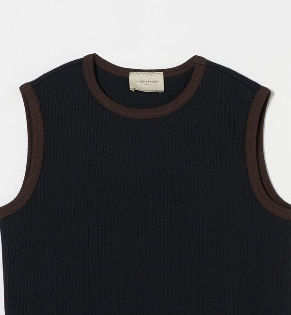 UNITED ARROWS「リブバイカラーパイピング ノースリーブカットソー」|Tシャツ・カットソー|