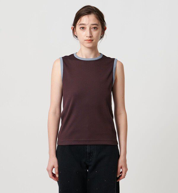 UNITED ARROWS「リブバイカラーパイピング ノースリーブカットソー」|Tシャツ・カットソー|