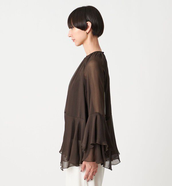 UNITED ARROWS「シアー イレギュラー フリル ブラウス -ウォッシャブル-」|シャツ・ブラウス|