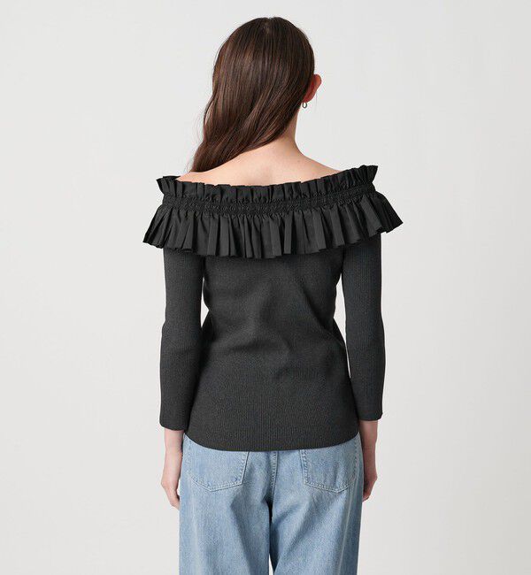 UNITED ARROWS「ギャザー オフショルダー 7分袖ニット ‐ウォッシャブル‐」|ニット・セーター|