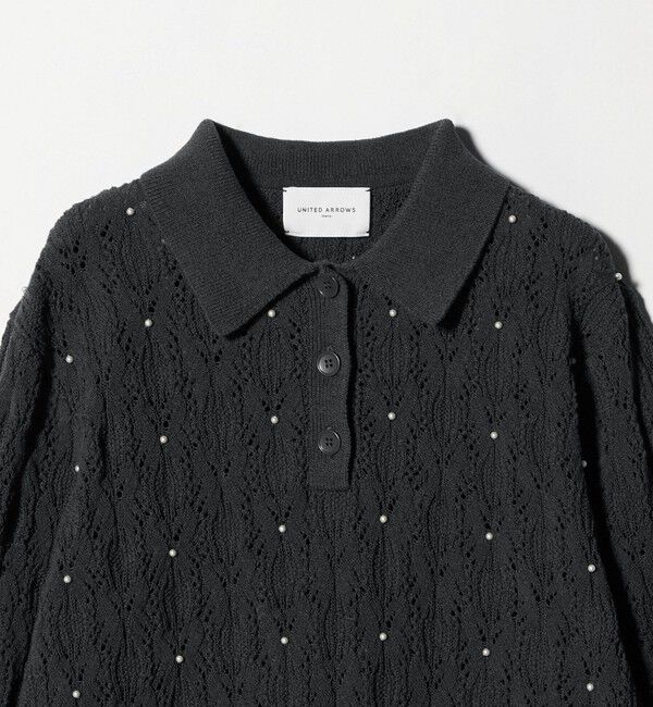 UNITED ARROWS「フェイクパール レース プルオーバー ニット ウォッシャブル」|ニット・セーター|
