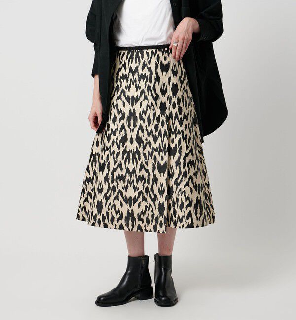 UNITED ARROWS「レオパード ジャガード フレアスカート」|フレア|BEIGE