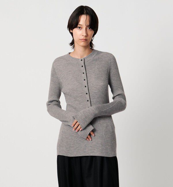 AEWEN MATOPH「＜AEWEN MATOPH＞ウールリブヘンリーネック ニットプルオーバー」|ニット・セーター|LT.GRAY