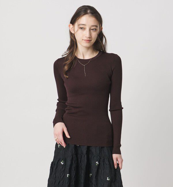 UNITED ARROWS「シルク リブ クルーネック ニット」|ニット・セーター|