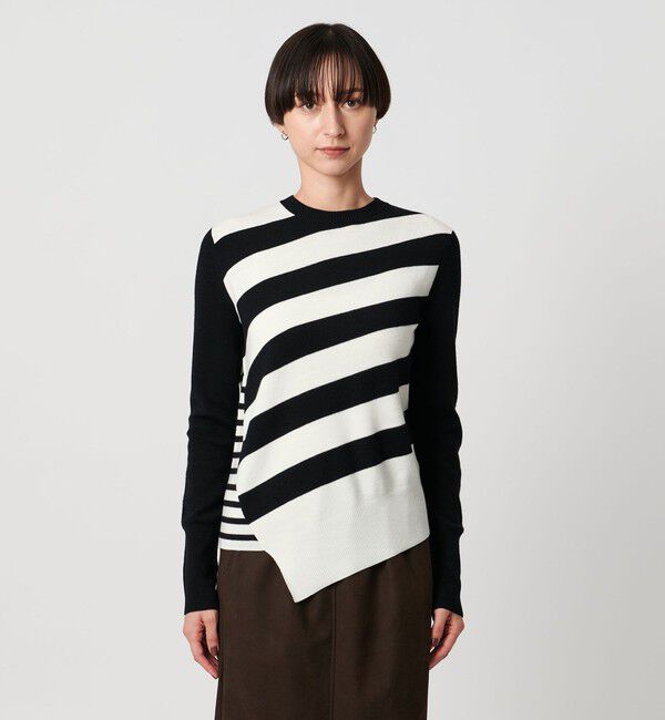 UNITED ARROWS「イレギュラー ボーダー ロングスリーブ ニット」|ニット・セーター|
