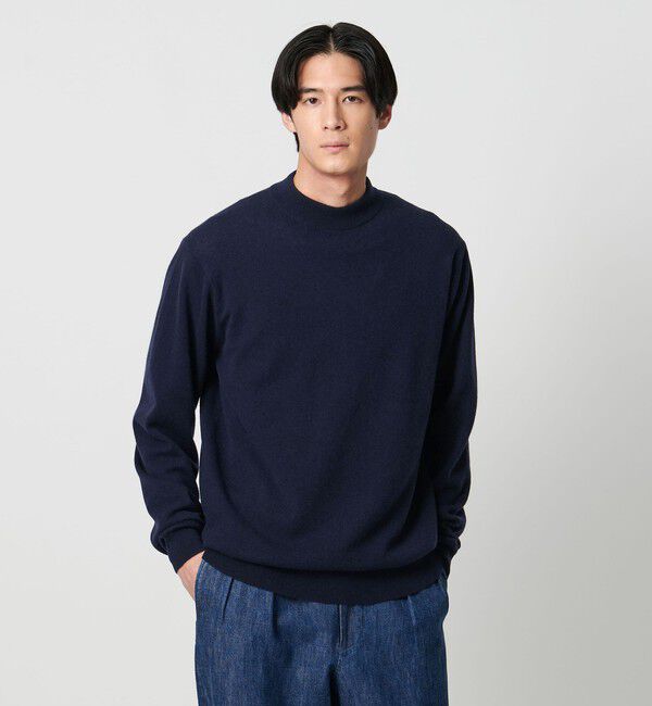UNITED ARROWS「ウール カシミヤ シルク モックネック ニット」|ニット・セーター|NAVY