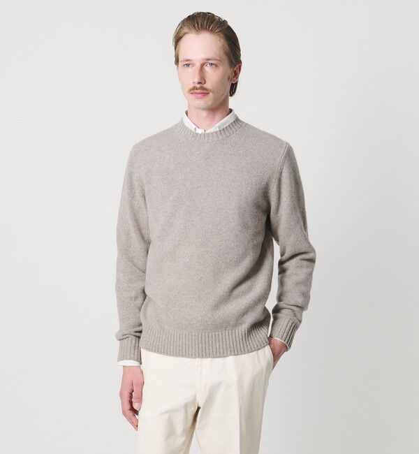 UNITED ARROWS「＜SOVEREIGN＞BIAGIOLI MODESTO ウール/カシミヤ クルーネック ニット」|ニット・セーター|NATURAL