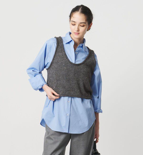 UNITED ARROWS「フラワー スパンコール ベスト」|ベスト・ジレ|DK.GRAY