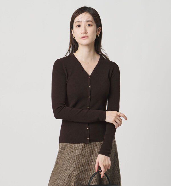 UNITED ARROWS「18G ウール フィット リブ カーディガン」|カーディガン|DK.BROWN