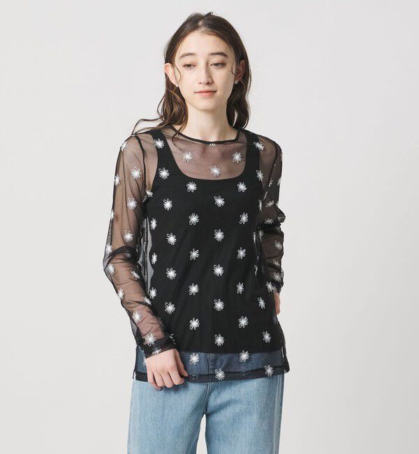 UNITED ARROWS「チュールフラワー カットソー ‐ウォッシャブル‐」|Tシャツ・カットソー|