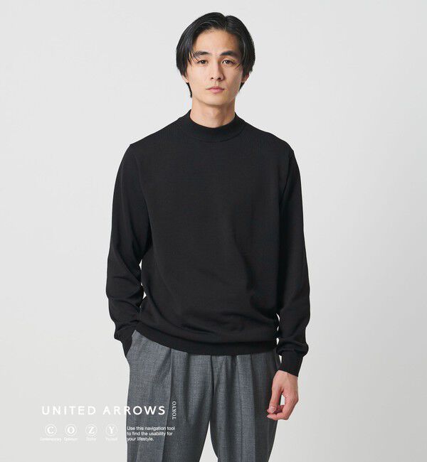 UNITED ARROWS「モックネックニット UA COZY ウォッシャブル」|ニット・セーター|BLACK