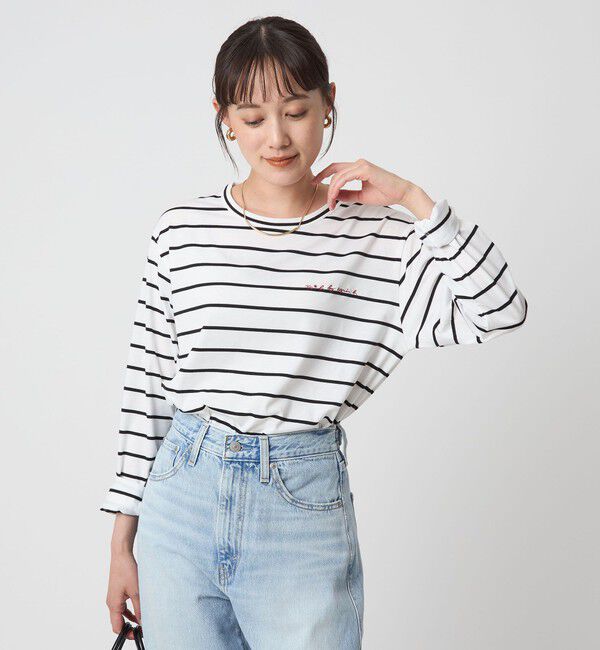 UNITED ARROWS green label relaxing「＜To b. by agnes b.コラボ＞ロゴ ロングスリーブ Tシャツ ボーダー」|Tシャツ・カットソー|