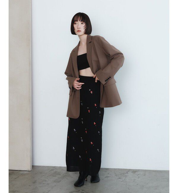 EMMEL REFINES「＜EMMEL REFINES＞EM フラワービジュー ニット スカート」|スカート|BLACK