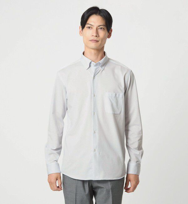 UNITED ARROWS green label relaxing「エブリット TC ジャージー スナップ ボタンダウン シャツ -イージーアイロン・吸水速乾・抗菌-」|シャツ・ブラウス|LT.GRAY