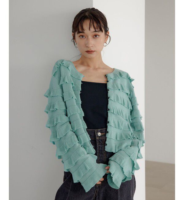 EMMEL REFINES「＜EMMEL REFINES＞EM ティアード ミニフリル 2WAY カーディガン」|カーディガン|