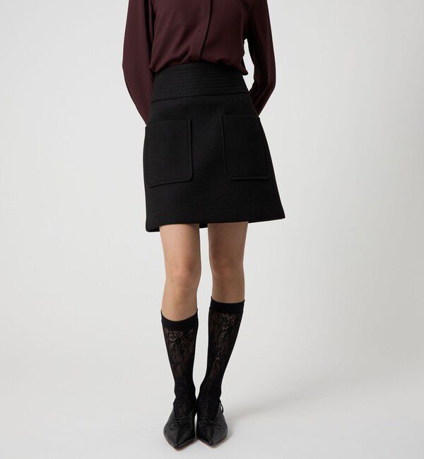 EMMEL REFINES「＜EMMEL REFINES＞EM ボンディング ミニスカート」|スカート|BLACK