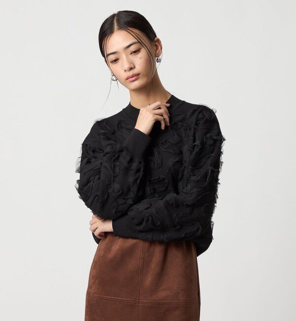 EMMEL REFINES「＜EMMEL REFINES＞EM HW チュールシシュウ スウェットライク ニット プルオーバー」|ニット・セーター|