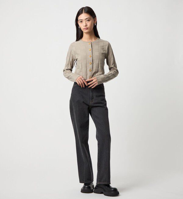 EMMEL REFINES「＜EMMEL REFINES＞EM HW スクエアアミ ＆ ボタン カーディガン」|カーディガン|